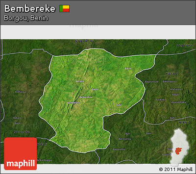 Satellite 3D Map of Bembereke, darken