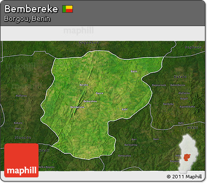 Satellite 3D Map of Bembereke, darken