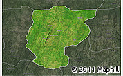 Satellite 3D Map of Bembereke, darken, semi-desaturated