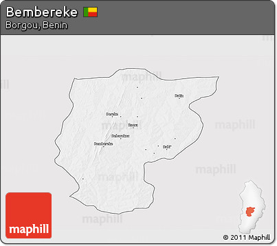 Silver Style 3D Map of Bembereke, single color outside