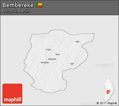 Silver Style 3D Map of Bembereke, single color outside