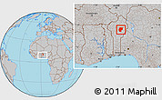 Gray Location Map of Bembereke, within the entire country