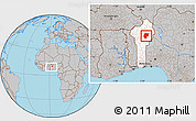 Gray Location Map of Bembereke, highlighted country, within the entire country