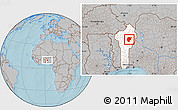 Gray Location Map of Bembereke, highlighted country, hill shading