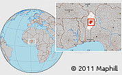 Gray Location Map of Bembereke, highlighted parent region, within the entire country