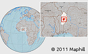 Gray Location Map of Bembereke, highlighted parent region, hill shading