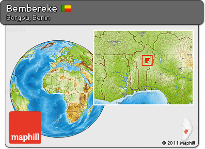Physical Location Map of Bembereke, within the entire country