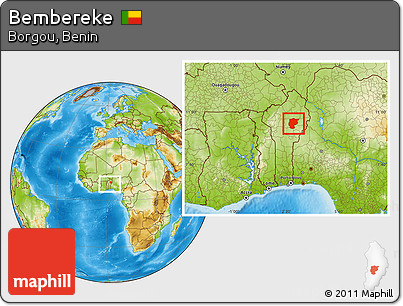 Physical Location Map of Bembereke, within the entire country
