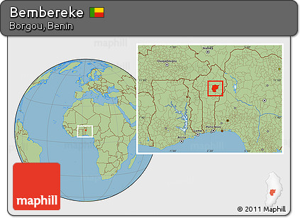 Savanna Style Location Map of Bembereke, within the entire country