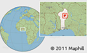 Savanna Style Location Map of Bembereke, highlighted country, within the entire country