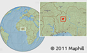 Savanna Style Location Map of Bembereke, hill shading