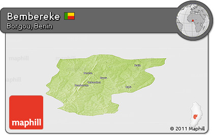 Physical Panoramic Map of Bembereke, single color outside