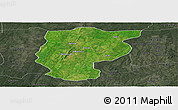 Satellite Panoramic Map of Bembereke, darken, semi-desaturated