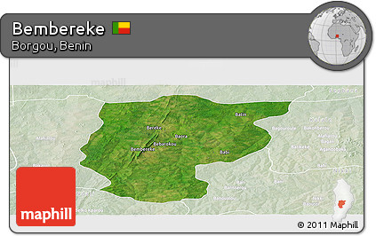 Satellite Panoramic Map of Bembereke, lighten