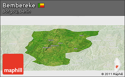 Satellite Panoramic Map of Bembereke, lighten
