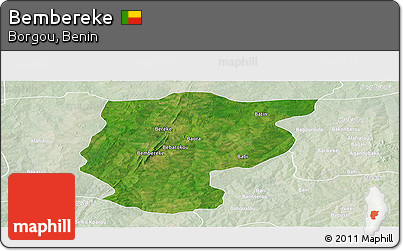 Satellite Panoramic Map of Bembereke, lighten