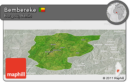 Satellite Panoramic Map of Bembereke, lighten, semi-desaturated