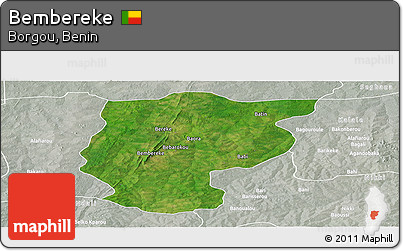 Satellite Panoramic Map of Bembereke, lighten, semi-desaturated