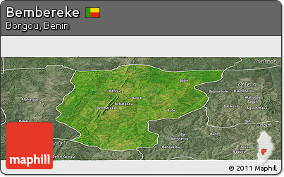 Satellite Panoramic Map of Bembereke, semi-desaturated
