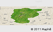 Satellite Panoramic Map of Bembereke, shaded relief outside