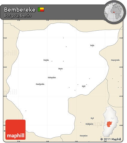 Classic Style Simple Map of Bembereke