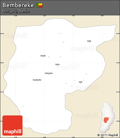 Classic Style Simple Map of Bembereke, single color outside