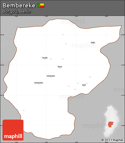 Gray Simple Map of Bembereke, cropped outside