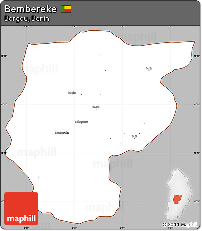 Gray Simple Map of Bembereke, cropped outside