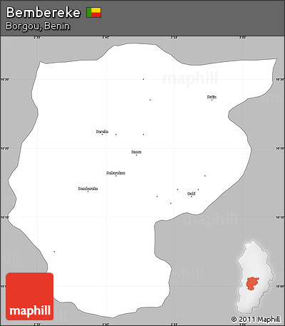 Gray Simple Map of Bembereke, single color outside