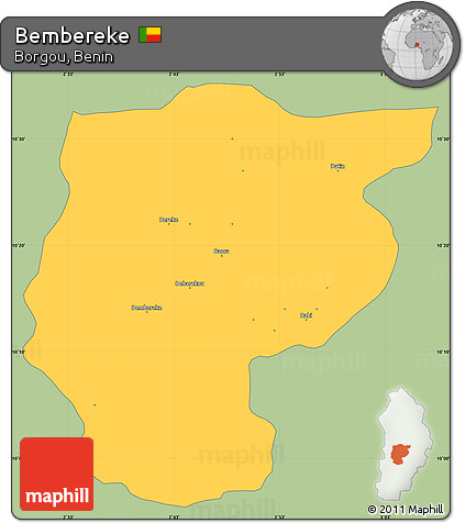 Savanna Style Simple Map of Bembereke, single color outside
