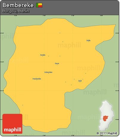 Savanna Style Simple Map of Bembereke, single color outside