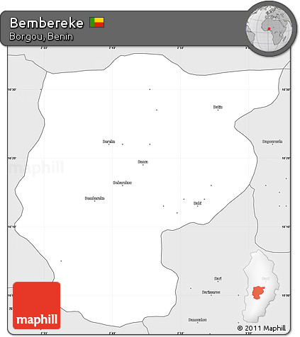 Silver Style Simple Map of Bembereke