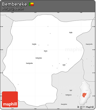 Silver Style Simple Map of Bembereke