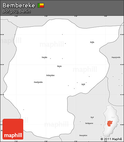 Silver Style Simple Map of Bembereke