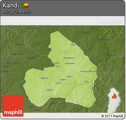 Physical 3D Map of Kandi, darken