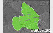 Political 3D Map of Kandi, darken, desaturated