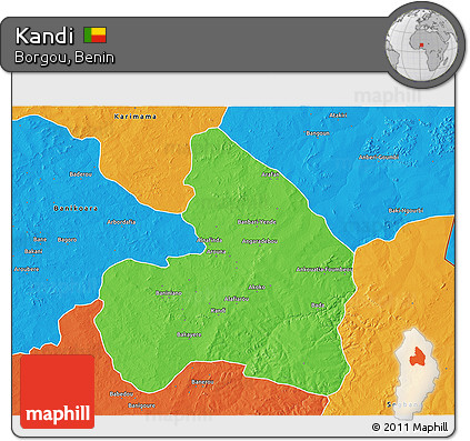Political 3D Map of Kandi