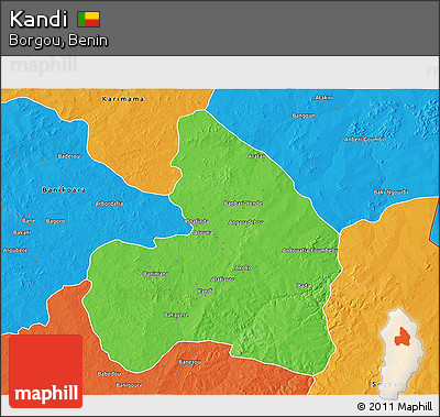 Political 3D Map of Kandi