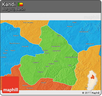Political 3D Map of Kandi