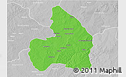 Political 3D Map of Kandi, lighten, desaturated