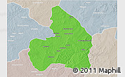 Political 3D Map of Kandi, lighten, semi-desaturated