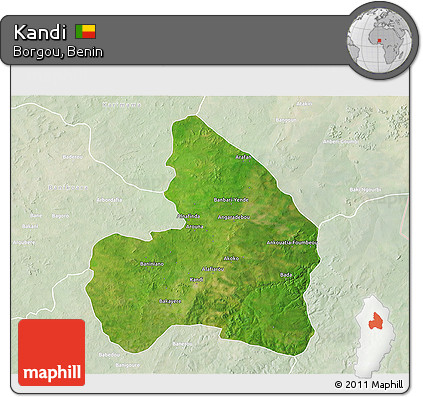 Satellite 3D Map of Kandi, lighten