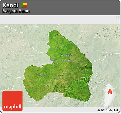 Satellite 3D Map of Kandi, lighten