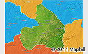 Satellite 3D Map of Kandi, political outside