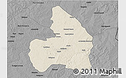 Shaded Relief 3D Map of Kandi, darken, desaturated