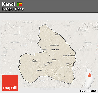 Shaded Relief 3D Map of Kandi, lighten