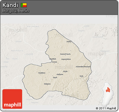 Shaded Relief 3D Map of Kandi, lighten