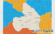 Shaded Relief 3D Map of Kandi, political outside