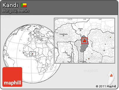 Blank Location Map of Kandi, highlighted country, highlighted parent region