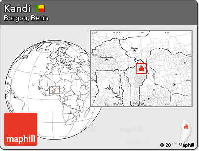 Blank Location Map of Kandi, highlighted parent region